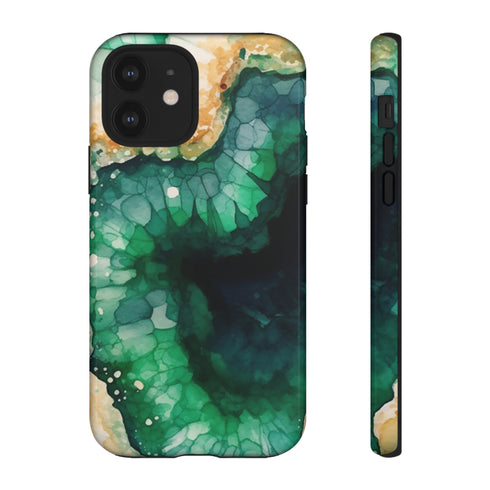 Green Geode in Watercolor - Impact Resistant Phone Case iPhone 12 Glossy